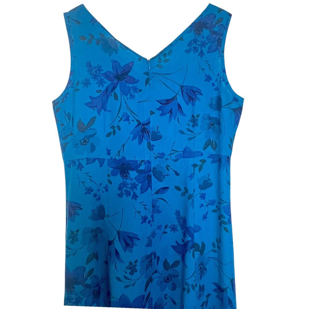 Laura Ashley Women's Size 8 Maxi Dress Linen Blend Sleeveless Blue Floral - Picture 5 of 10